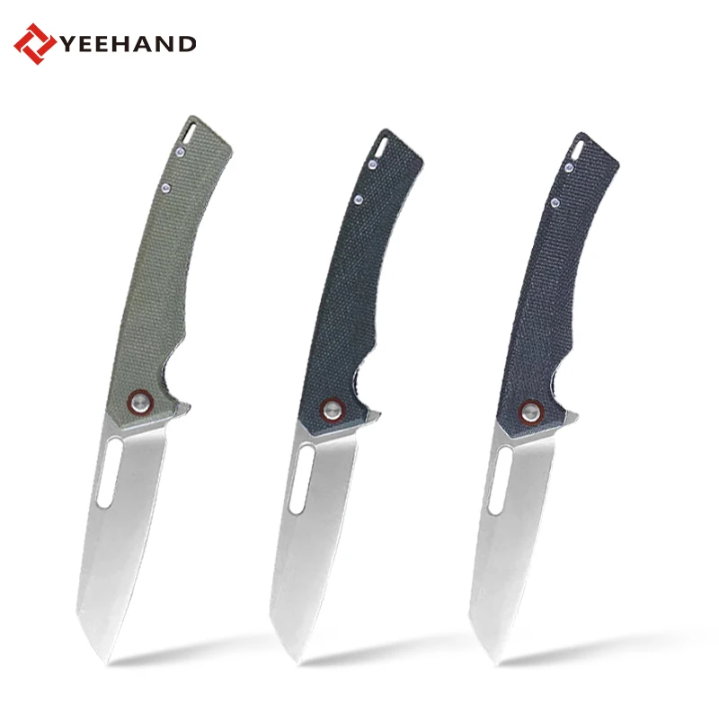 Custom logo folding knife tactical folding knife with Linen Fibre  handle