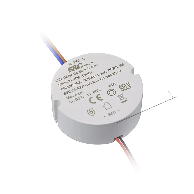 Output LED driver 40W 1050mA constant current bidirectional thyristor LED lighting power supply LED driver circular