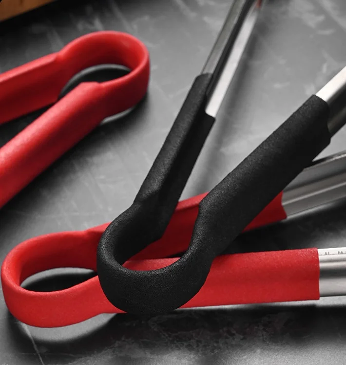 Hot selling Stainless Steel Food Tongs Baking Supplies Bread Clip lengthened Food tweezers Barbece Silicone Food Clip