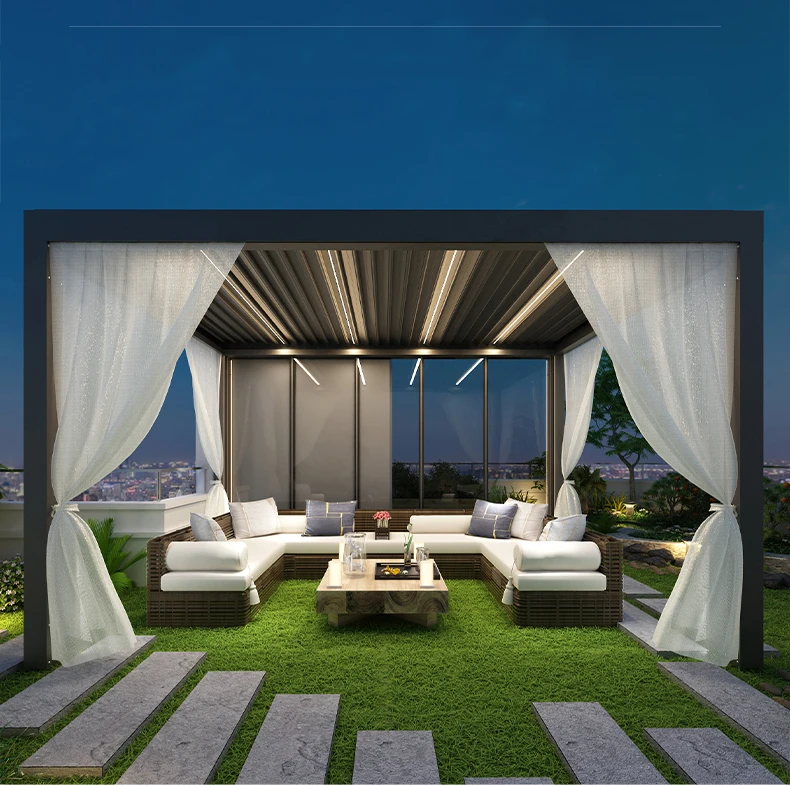 CHINA Custom Aluminium Pergola System With Sliding Canopy