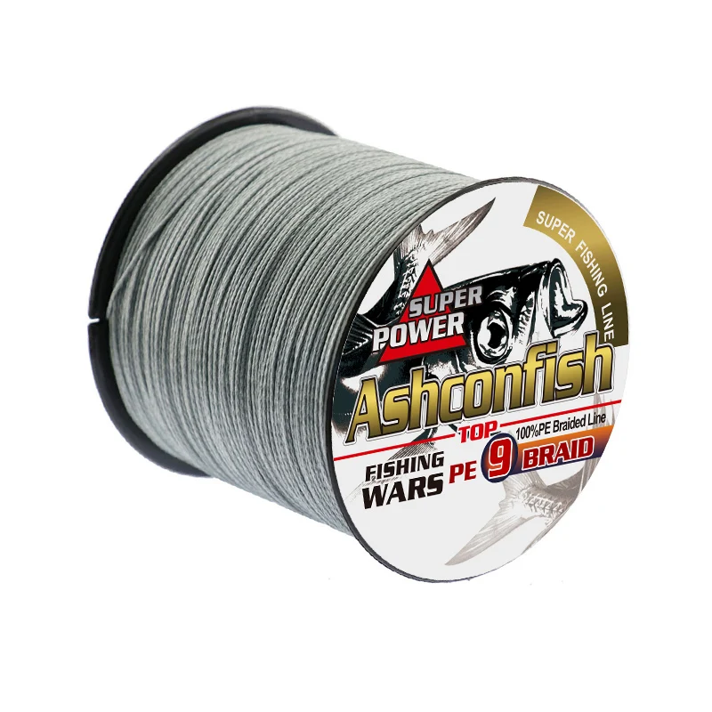 ashconfish 100% PE 15colours most round high density 9 strands braided fishing line 100 meter for carp saltwater fishing