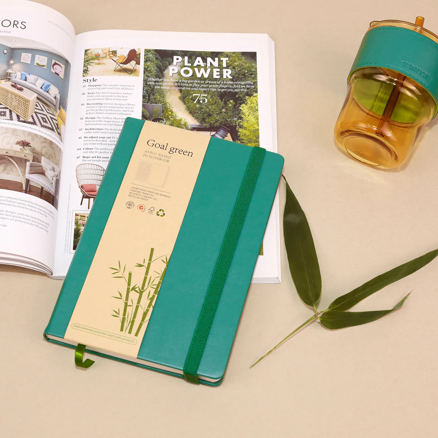 SIDAIXUE Recycled Bamboo PU Leather Hardcover Notebook A5 A6 Size Dots Journal