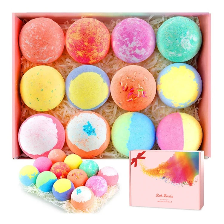 12 Pack Handmade Christmas Organic Natural Bubble Fizzy Bath Bombs Gift Set