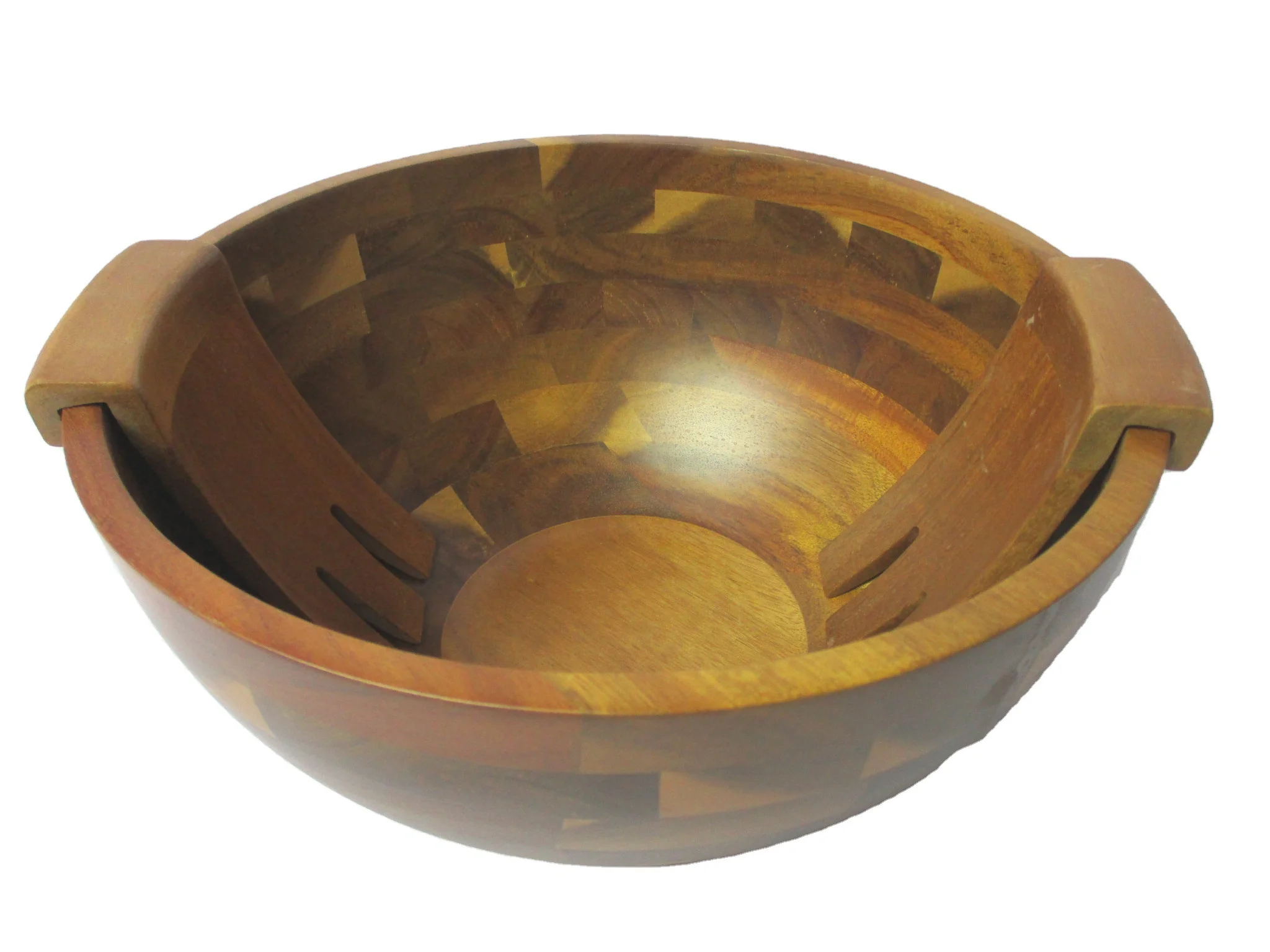 
Most Popular Round Salad Bowl With Wooden Handle Multi Function Salad Serving Bowl 