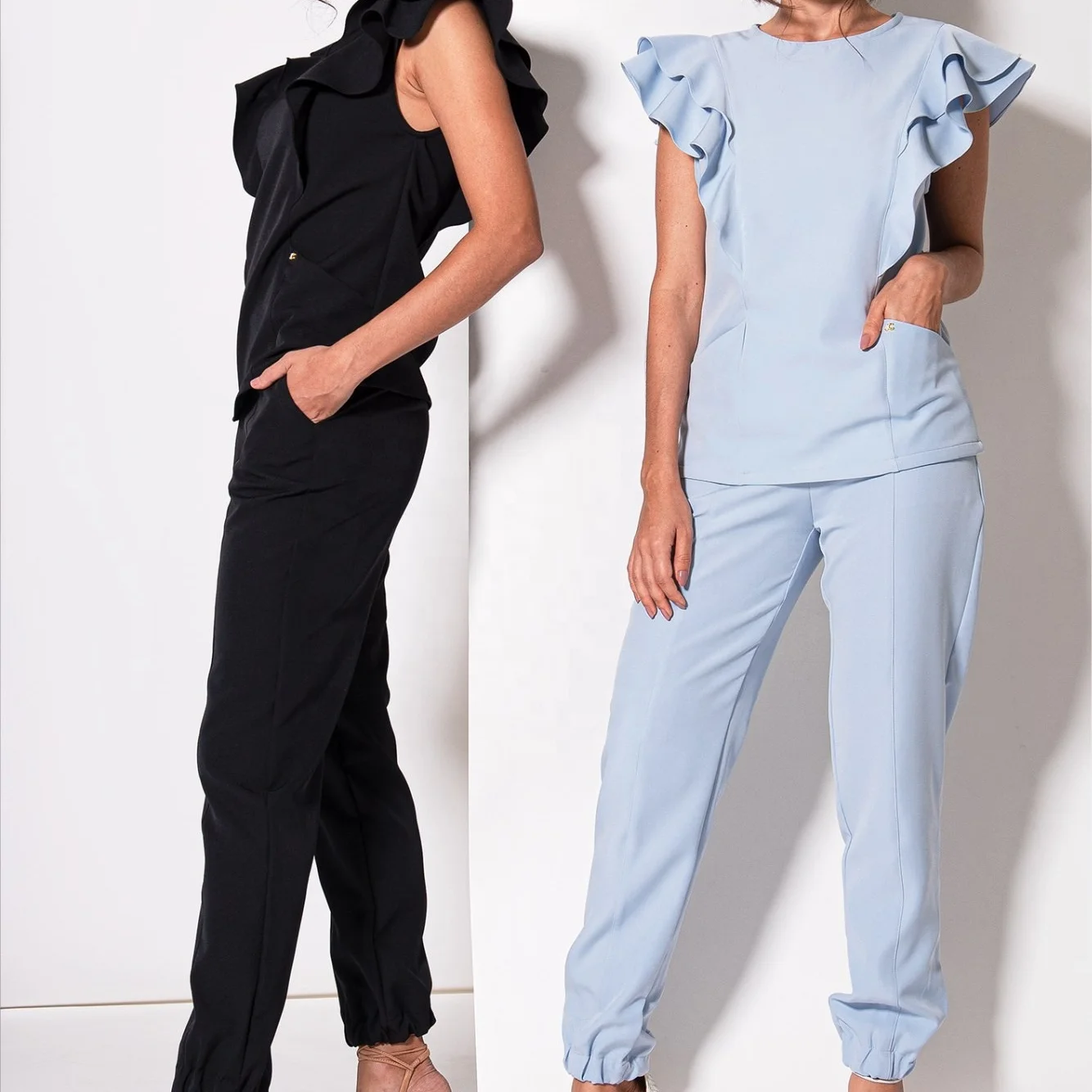 Wholesale Custom Scrub Uniform Medical Women Scrub Uniforms Elastane Shirt Trousers Uniform Scrubs Sets