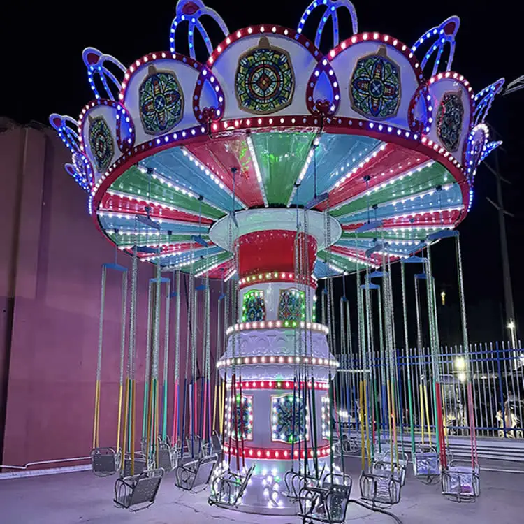 Cheap kids equipment shopping mall customized amusement rides flying chairs swing ride for sale