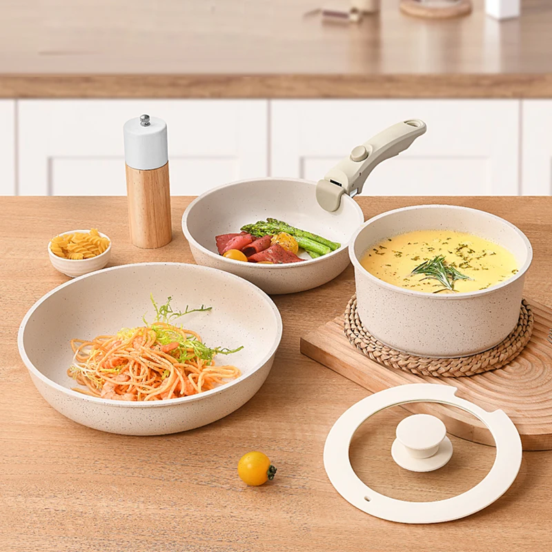 superior quality luxury aluminum die cast kitchen non-stick cookware sets with removable handle coating for cookware set