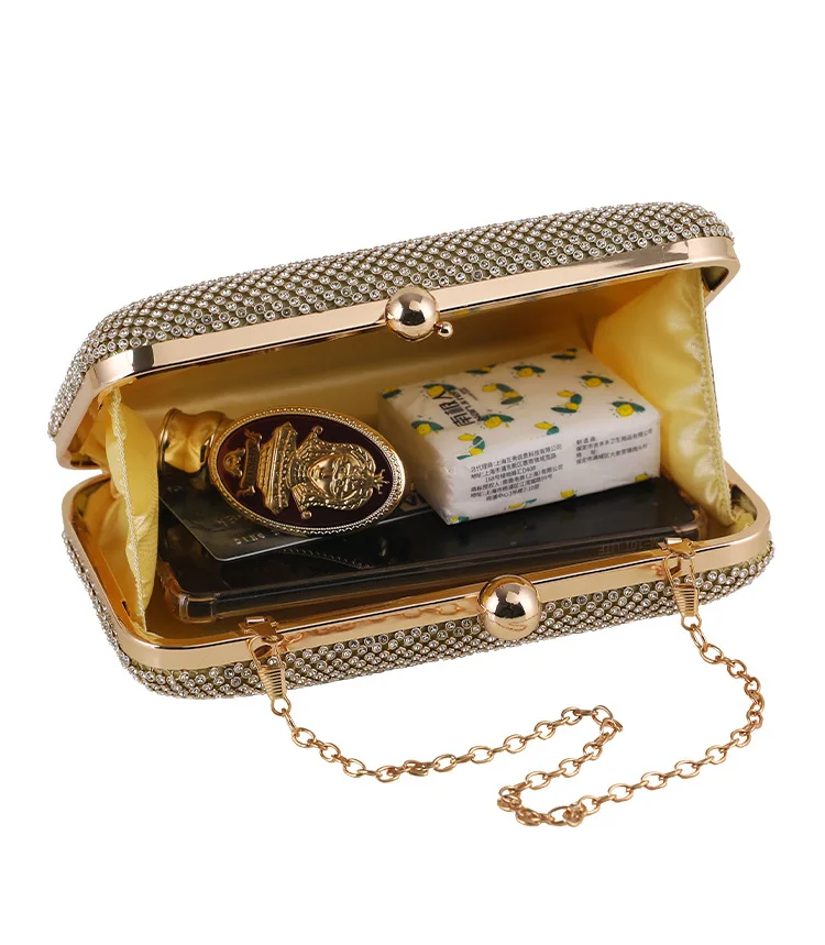 Women Rhinestone Metal One Shoulder Chain Clutch Bag Diamond   Fashion Handbag Crystal Ladies Wallet