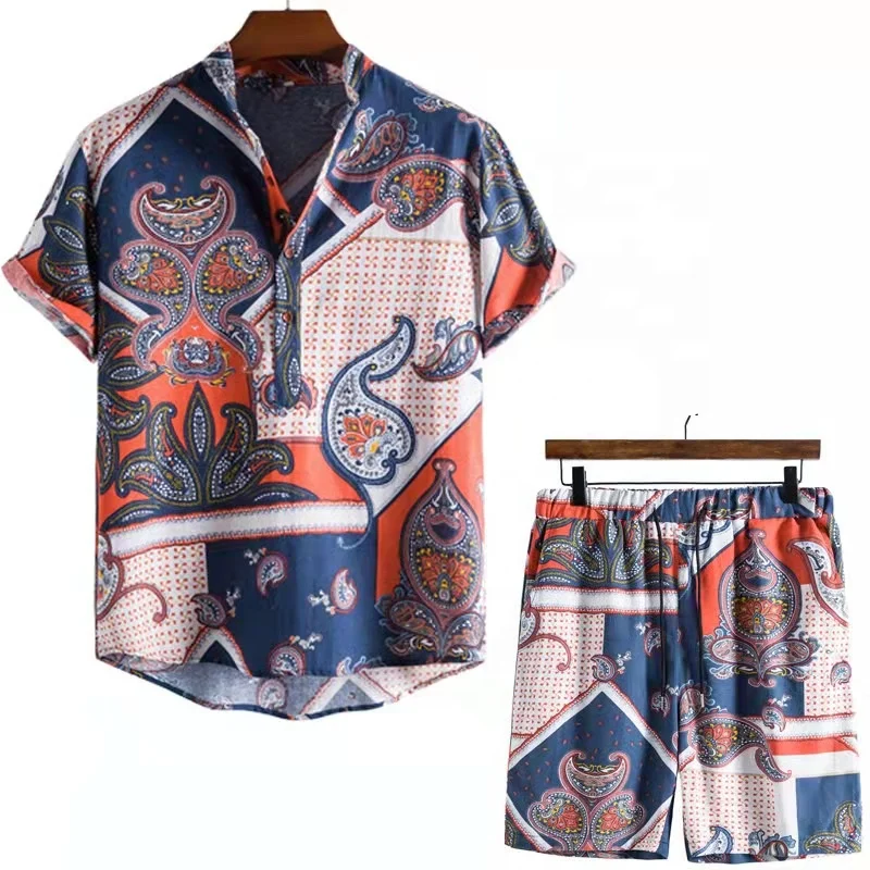Factory Wholesale Low MOQ Summer shirt +suits shorts classic 2 pieces men suits new collection