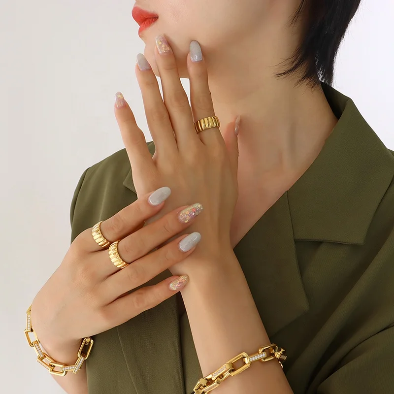 Modern Design Screw Stripe Multi Size Stainless Steel Rings Drop shipping