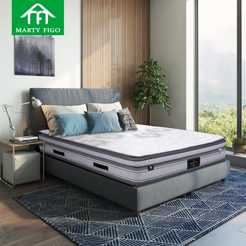 Supplier price mattress queen Hotel Pillow Euro Top Latex Foam Innerspring Hybrid Bed Mattress 13.5 Inch thickness