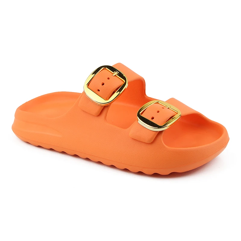 Wholesale Flat Sandals For Women Double Buckle Adjustable Slides Pillow Slippers EVA Slides Slippers Sandals Womens Slippers
