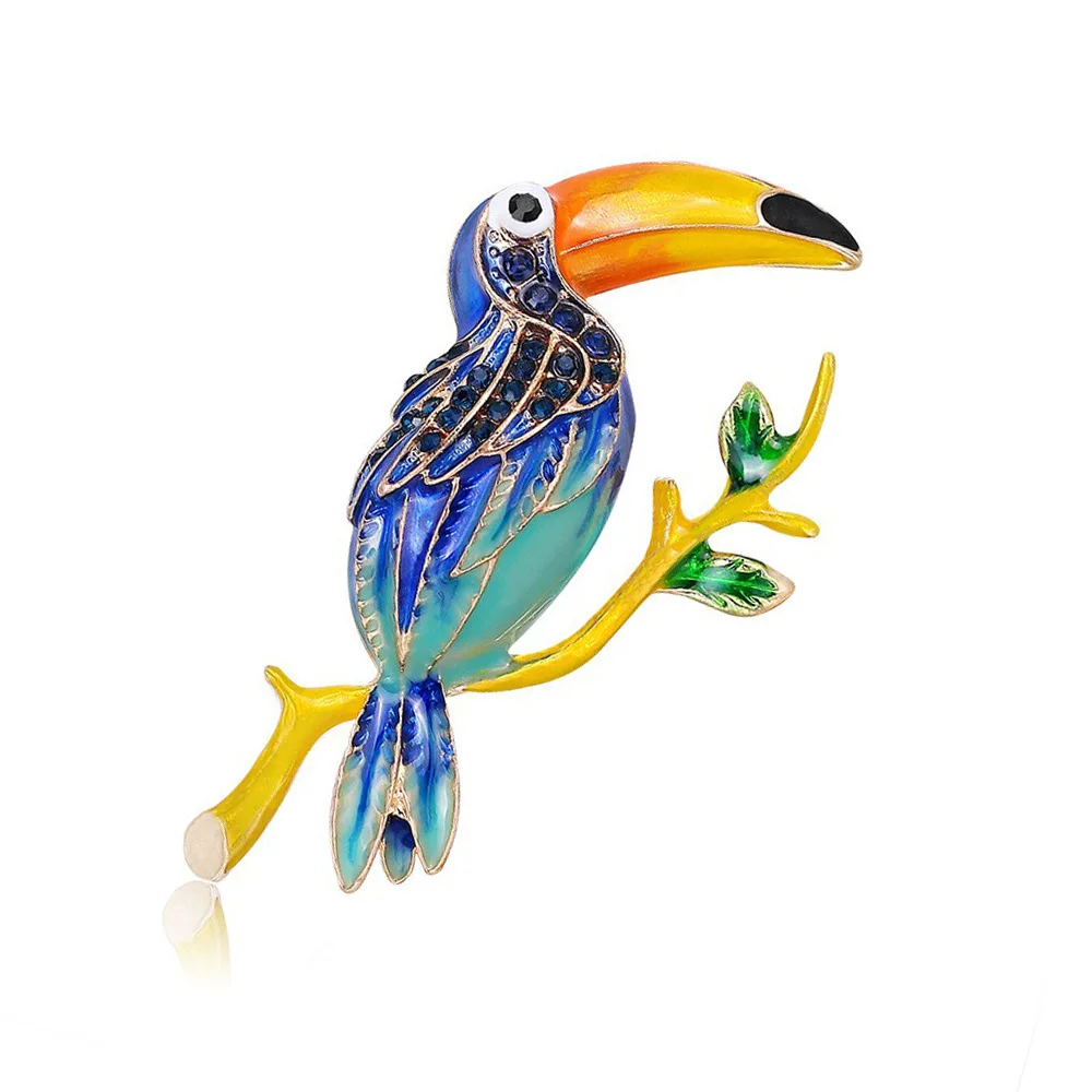 Korean Style Simple Fashion Giant Parrot Oil Dropping  Bird Brooch Enamel Glazed Parrot Brooch