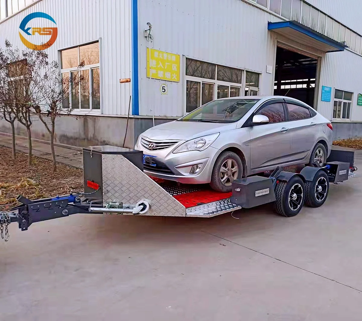 Tandem Axle Car Trailer with Adjustable Loading Ramp