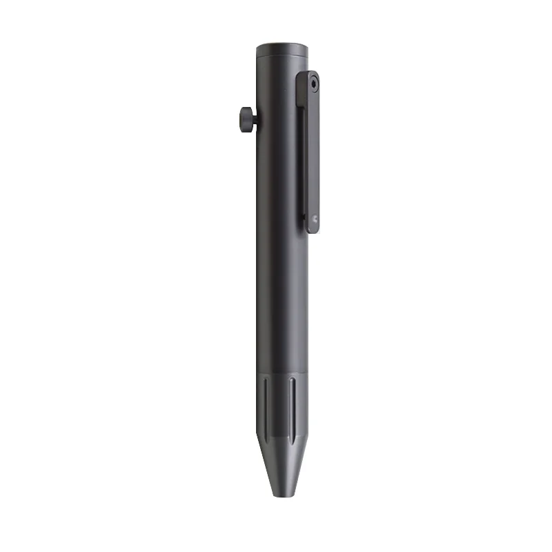 Titanium Alloy EDC Shorter Size Bolt Action Pen With Clip D1 Refill Pocket Pen With Stripe for Business Office