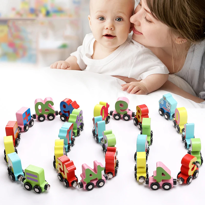 Funny Arabic Learning Toys Creative Russian Learning Toys Kids Wooden Magnetic Train Toy