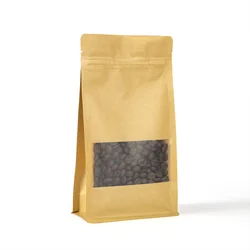 Биоразлагаемая крафт-бумага с индивидуальным принтом, экологически чистый стоячий мешочек с застежкой-молнией и прозрачным окошком, пакет для упаковки еды и риса