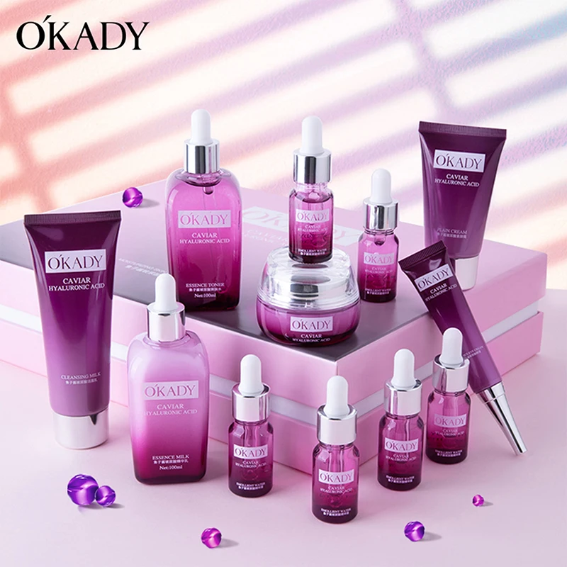 Skin Care Product Kit Whitening Anti Ageing Eye Cream  Face Cleanser Serum Caviar Hyaluronic Acid Luxury Skin Care Set