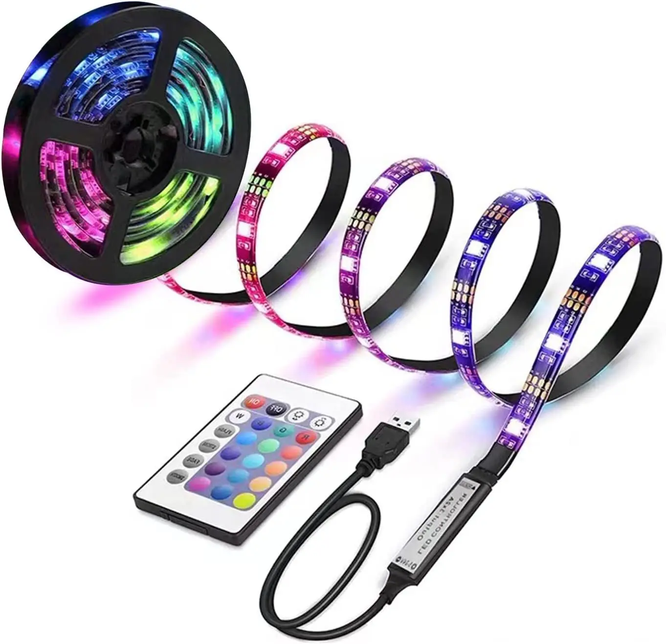 Hot Selling 12V 50ft 15M 5050 RGB Music Sync Color Changing Remote App Control Flexible Smart Led Strip Light