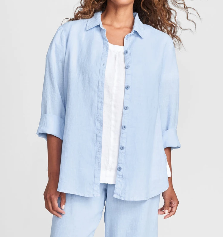 Sustainable Crossroads linwn Blouse - Linen Button Down Shirt
