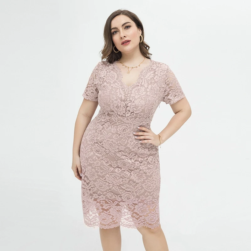 Low Price Plus Size Pink Dress Manufacturer Women Ball Dresses Evening Gown Lace Natural Woven Short Vestido De Noiva Simple ODM