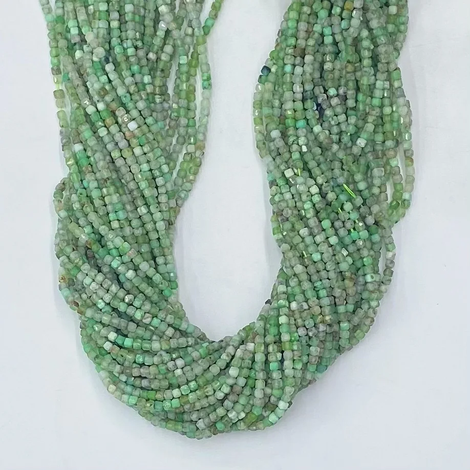 2.5mm 3mm 4mm Gemstone Loose Faceted Square Stone Beads Natural Peridot Faceted Square Beads for DIY Jewelry Accessories