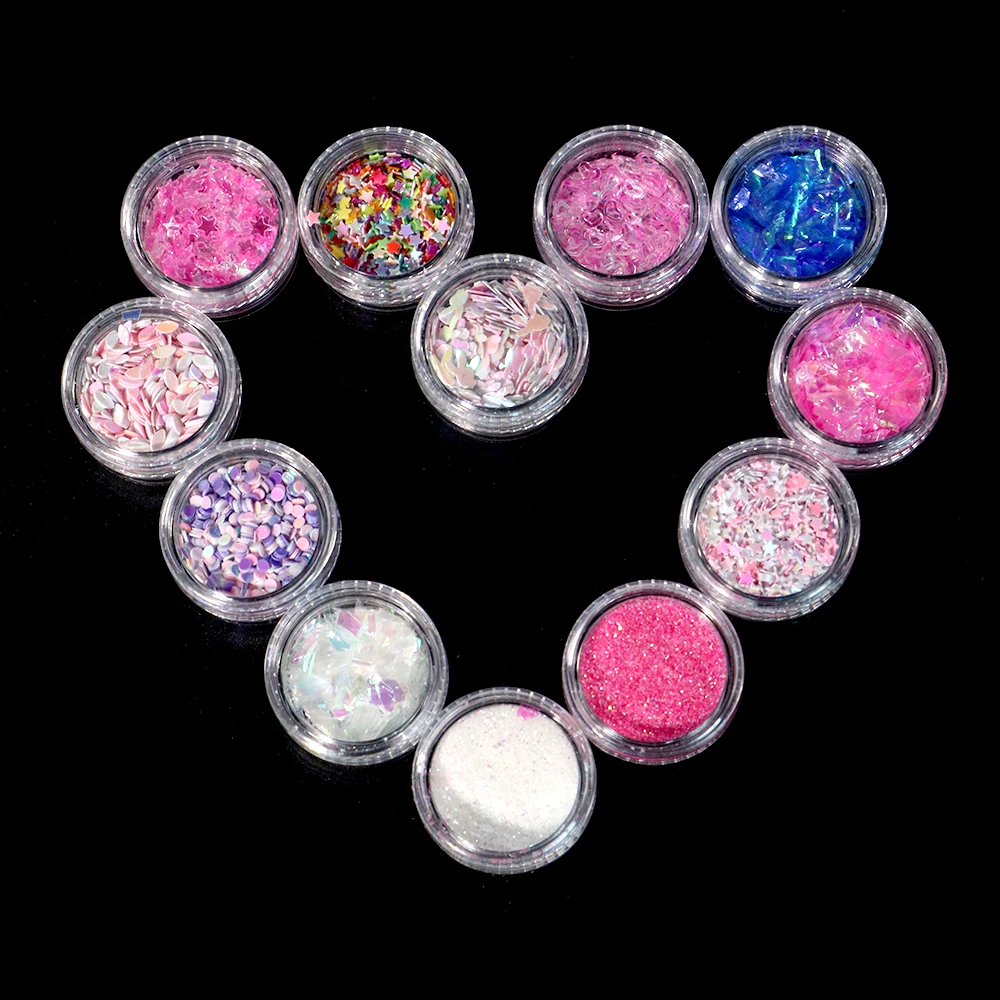 3D Mixed Heart Butterfly Shapes Nails Glitter Sequins Stickers For Nail Decoration