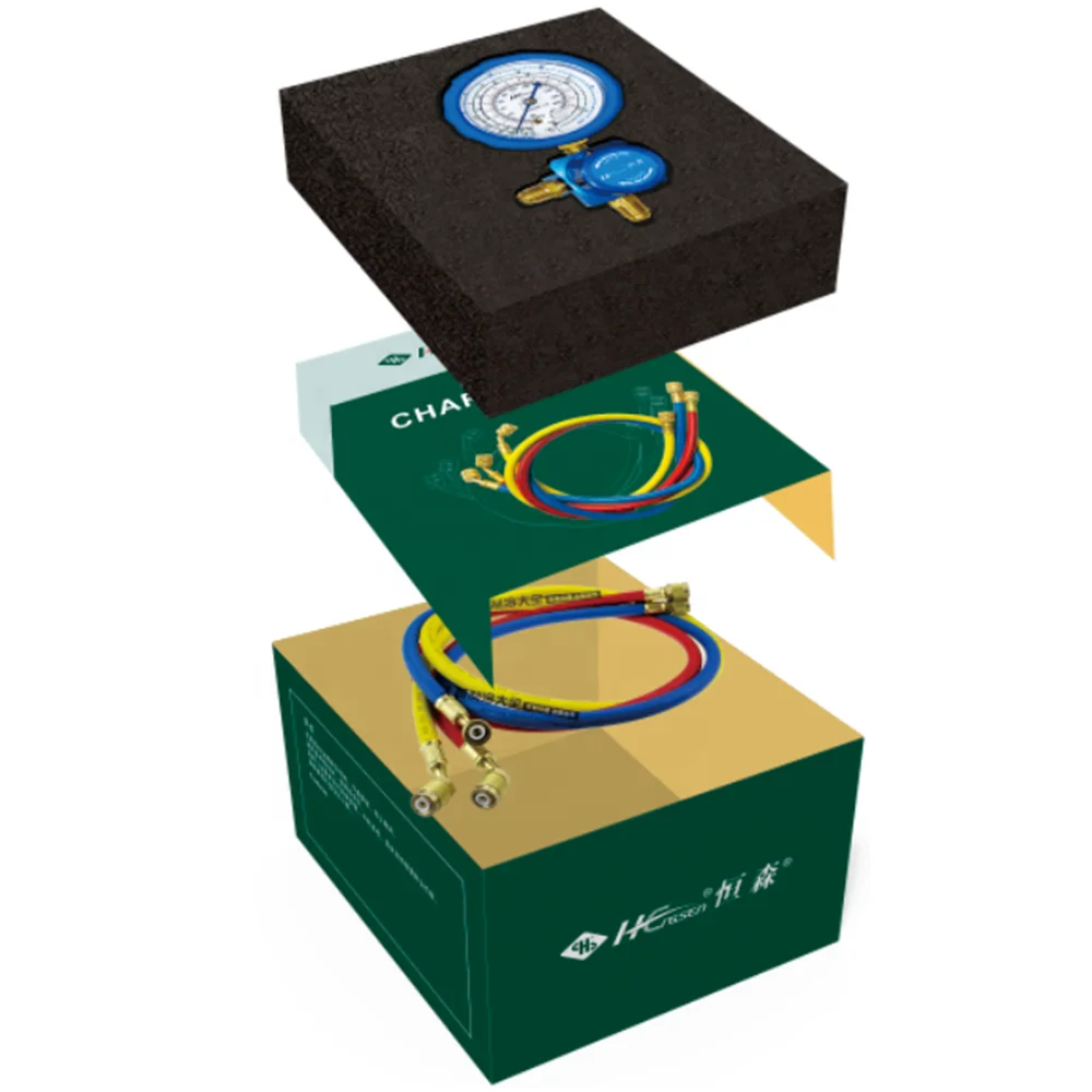 Aluminum two-way valve Manifold  diaphragm manometer with 1.6 precision for AC refrigeration