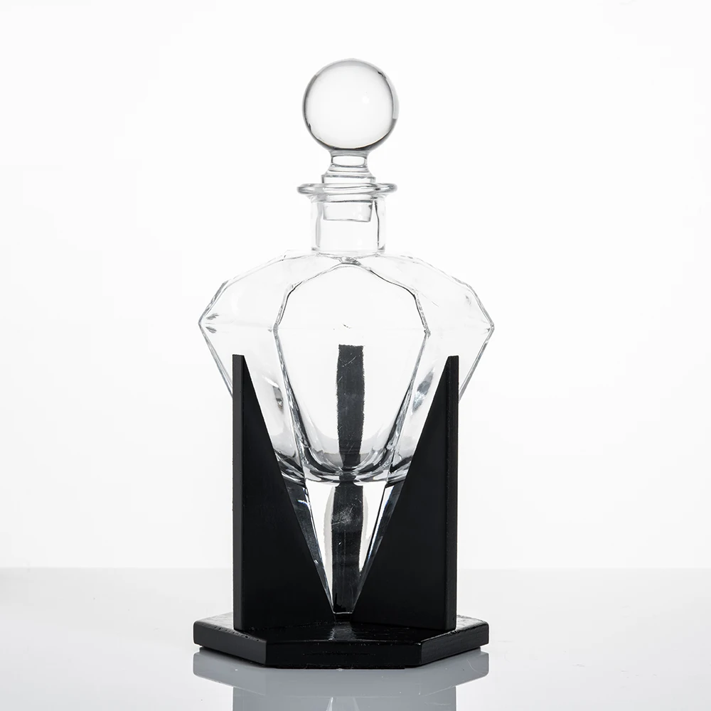800ml Creative Diamond Glass Whiskey Decanter Set with Wood Holder
