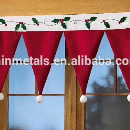 
santa hat window valance , christmas curtain for christmas decoration 