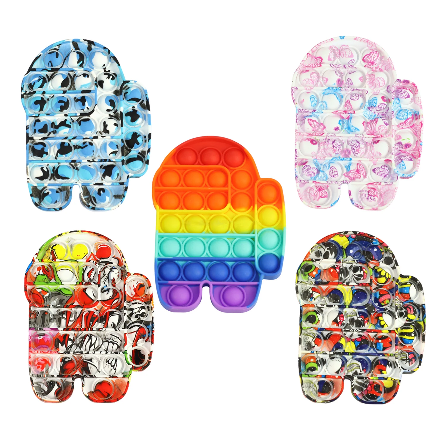 
Kids Silicone Push Poping it Toys Color Fidget Puzzle Games Anti-stress Astronaut Sensory Toys for Educational Math Autism 