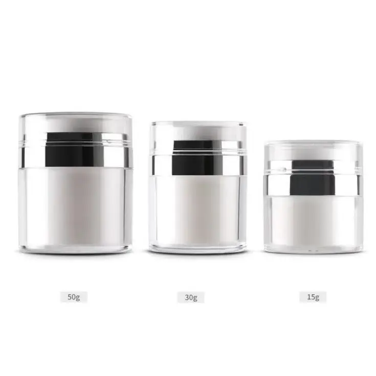 15 g 30 ml 50 grams airless pump round shape white color skin care luxury cosmetic jar cream jar acrylic jar