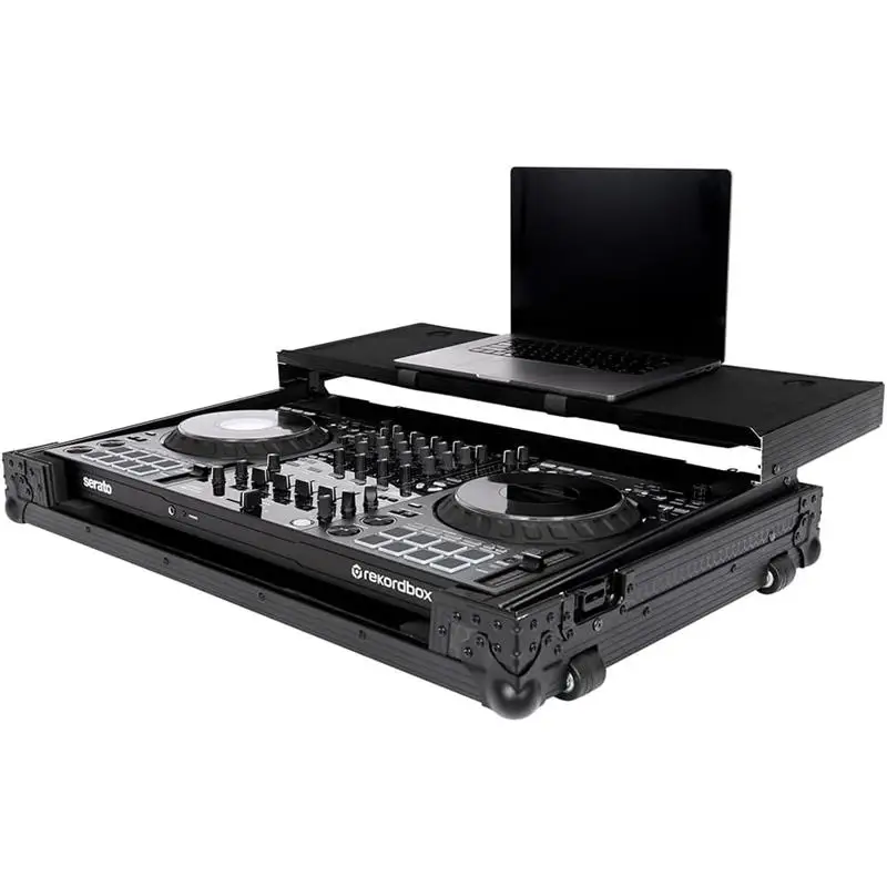 Black DJ Flight Case DDJ-FLX10 with Laptop Platform & Wheels Flight Case