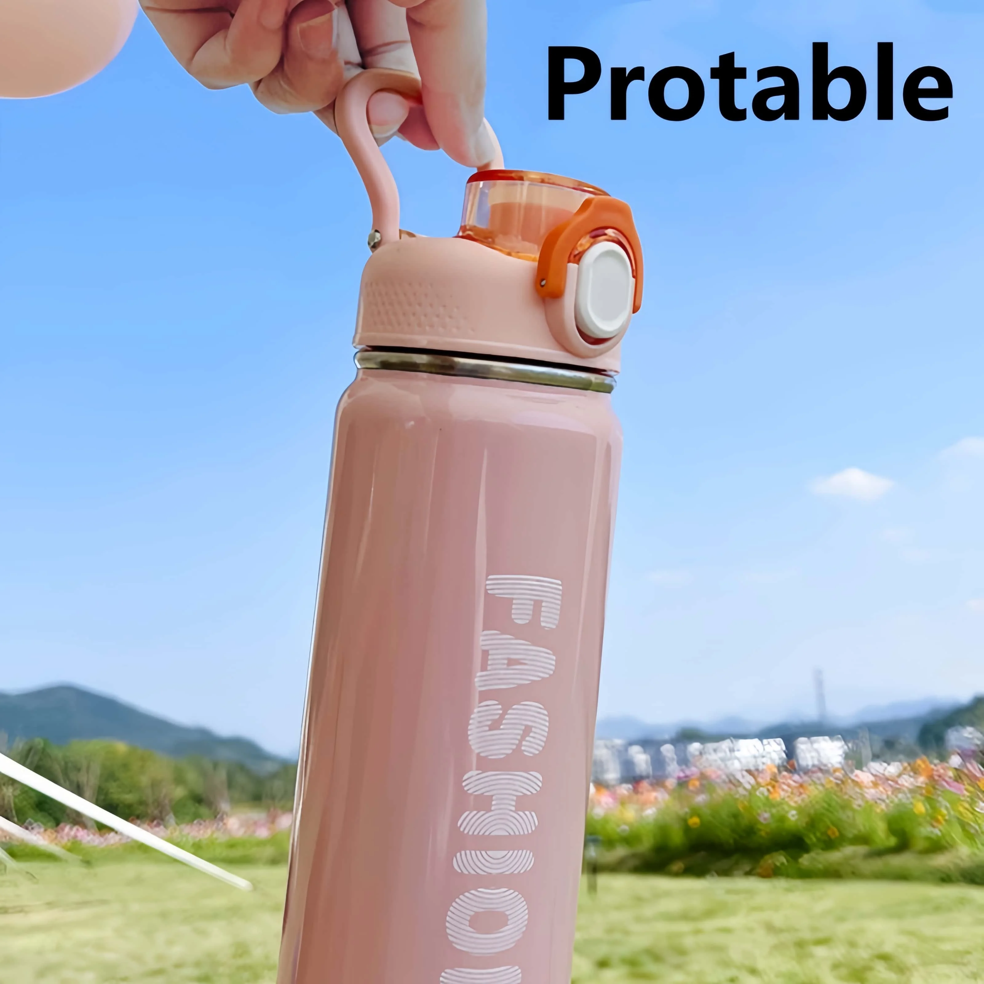680ml insulated sports water bottle with straw portable large capacity water bottle