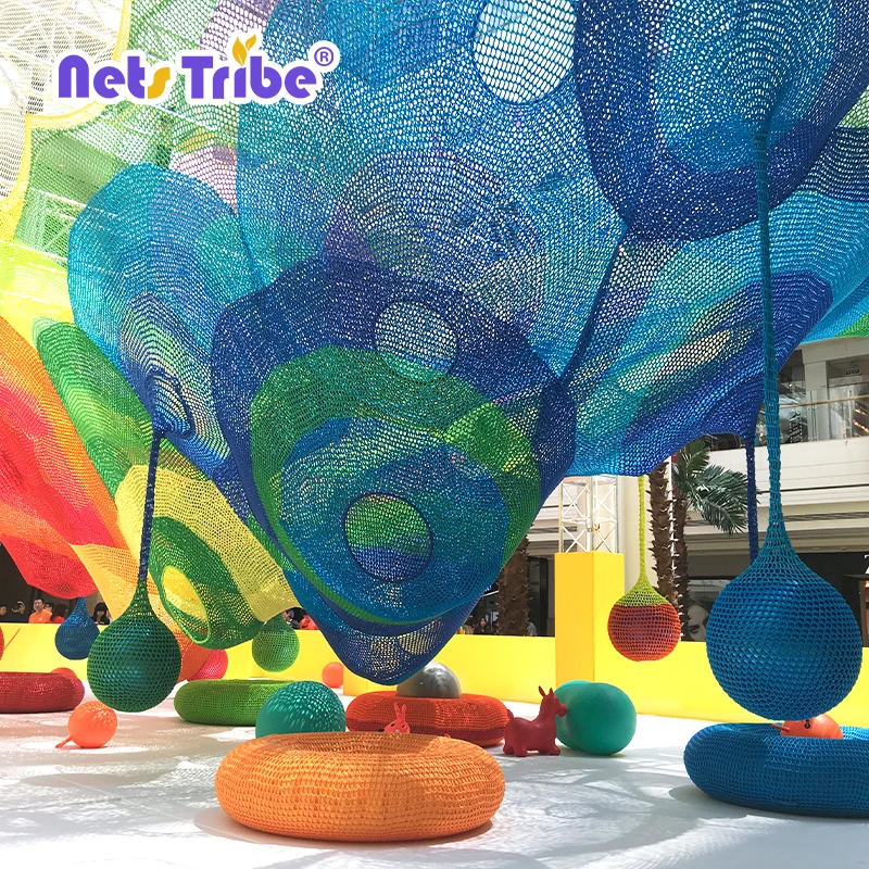 Handmade Crochet Rope climbing Net Play ground for kids amusement equipment indoor slides