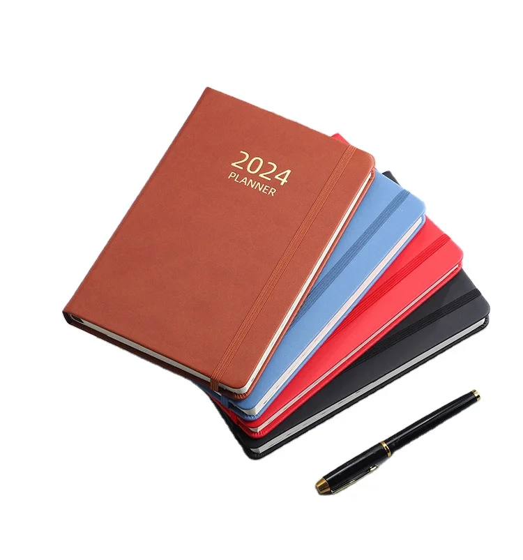 PU Leather Hardcover notebook diaries Planner 2024 Agenda Gift Diary For students girls boys