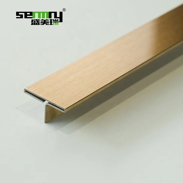 Brushed metal T profiles Stainless steel decorative strips for wall decoration 304 Ceramic tile profiles