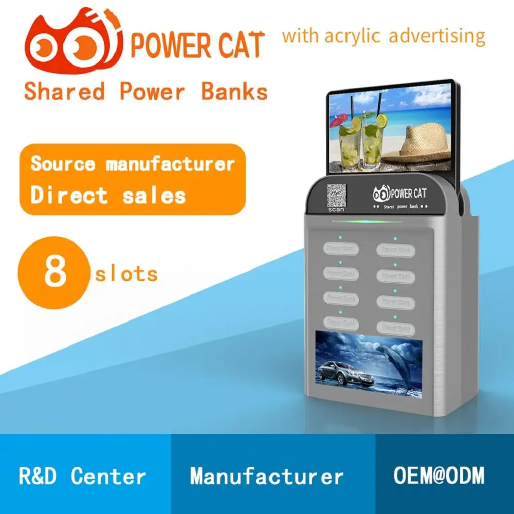 New product 8 Ports multi charging wireless power bank for restaurant and cafe sharing power bank station