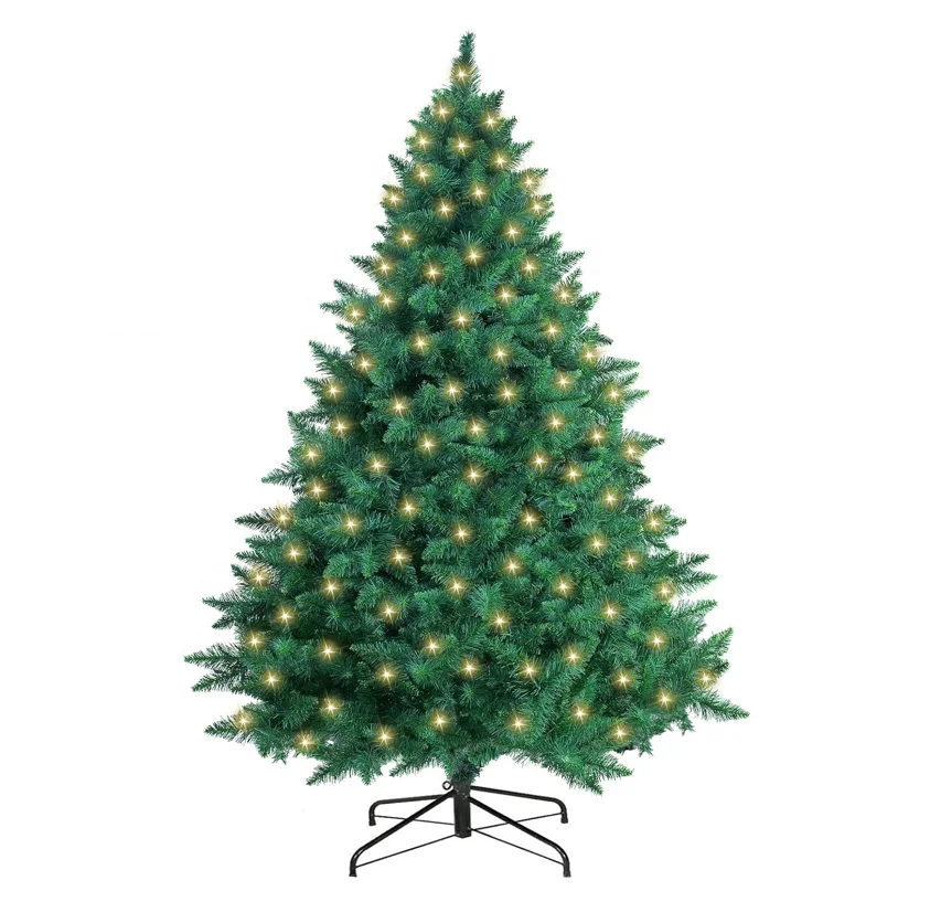 7ft  Artificial Christmas tree with 500led lighting   house office garden decorations Metal hinges and foldable base
