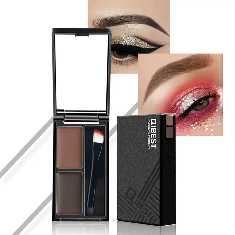 Qibest waterproof eyebrow powder private label vegan makeup eye brow custom eyebrow cream powder