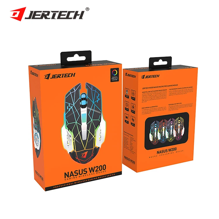 Hot Selling Jertech W200 Custom Mech Computer Games USB Desktop Office Computer Games Gaming Wireless Gamer Mouse