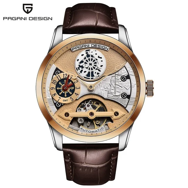 PAGANI design 1635 Leather Tourbillon Watch Automatic Men Watch Men Mechanical Steel Watches Relogio Masculino