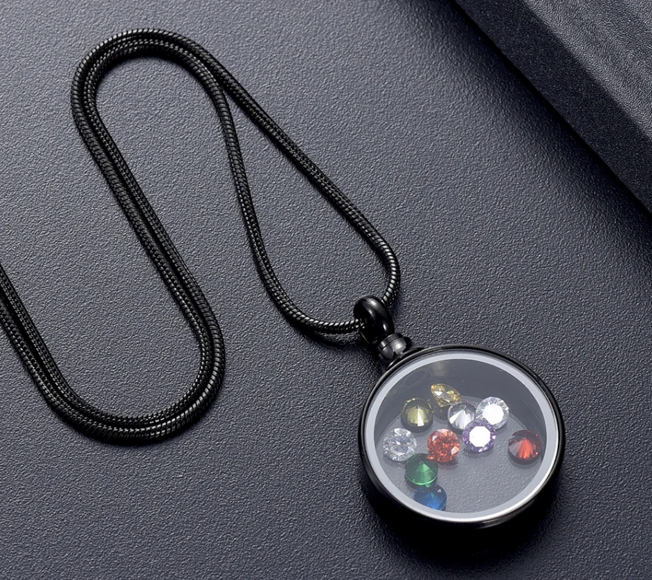 Cremation Jewelry For Ashes Glass Inside Colorful Birthstone Memorial Pendant Necklace Best Keepsake Gift Jewellery For Women