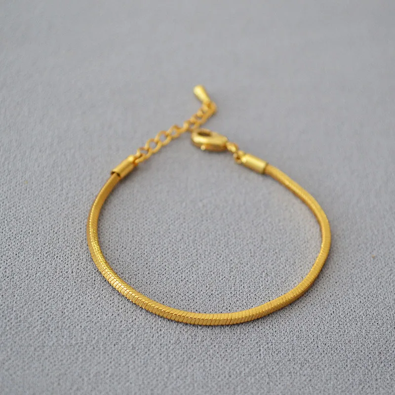 Minimalist Jewelry Bracelets Fine Jewelry Brass Gold Plated Snake Chain Bracelet