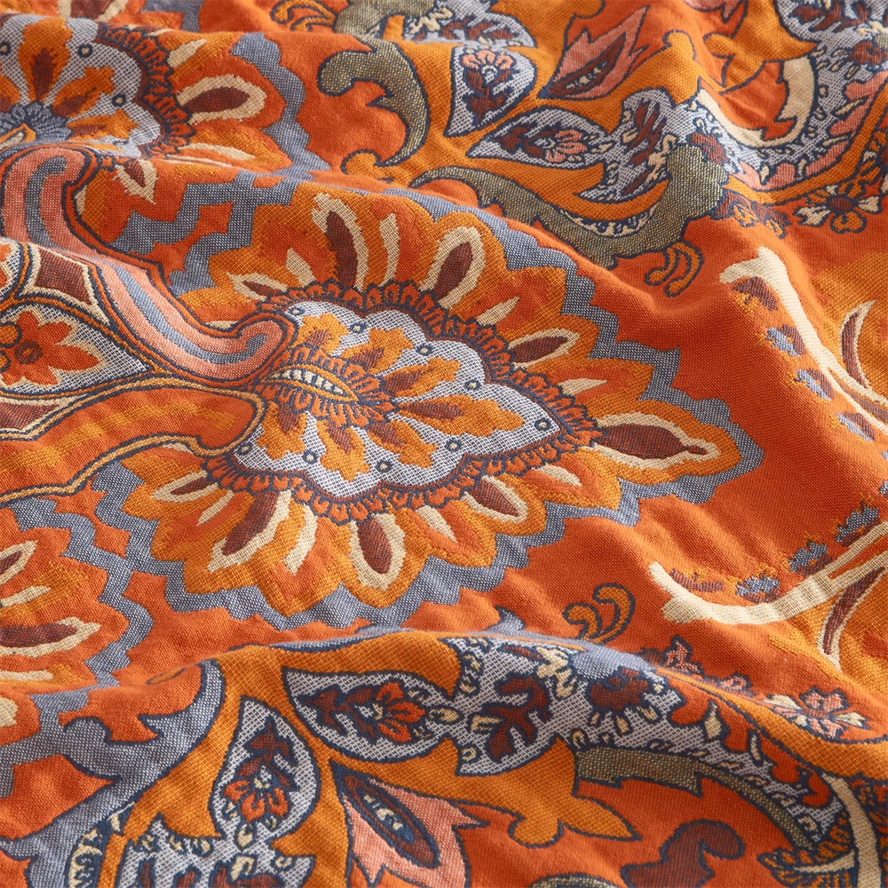 soft vintage floral boho blanket king queen size picnic bohemian throw blankets wholesale  100% cotton muslin bed blanket