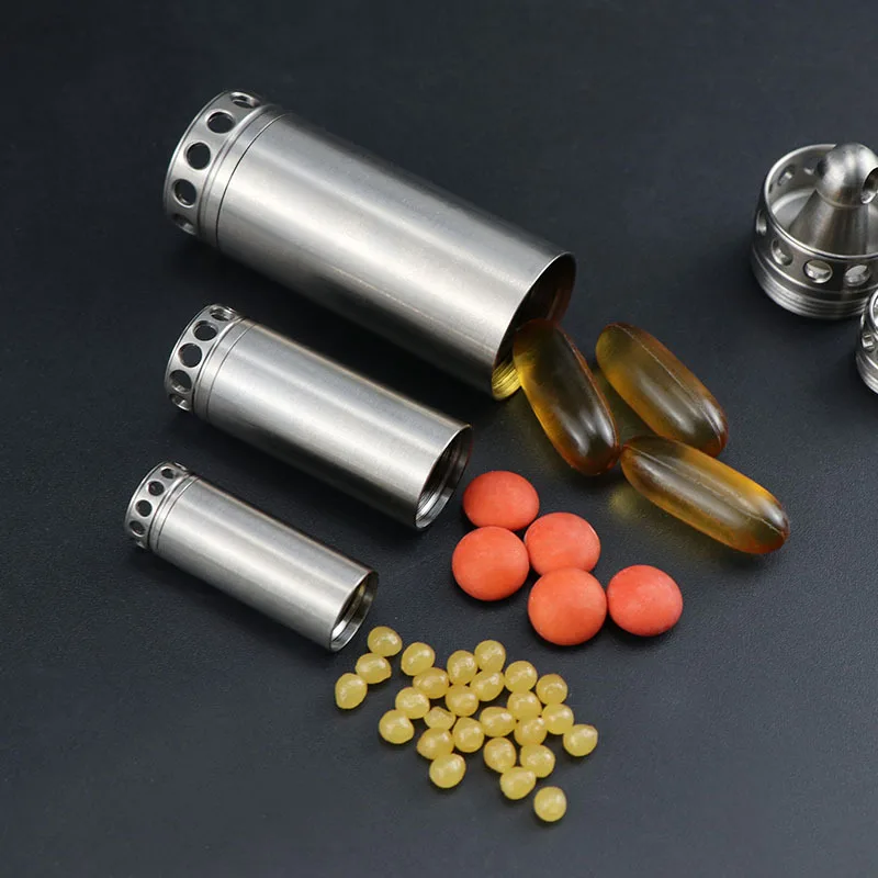 Metal multi-functional small medicine box moisture-proof sealed bottle outdoor waterproof warehouse key chain storage bottle
