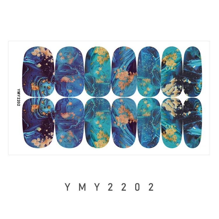 14 Sheets Gradient Marble Full Nail Stickers Marble Full Nail Wrap Stickers Self-Adhesive Nail Art Strips