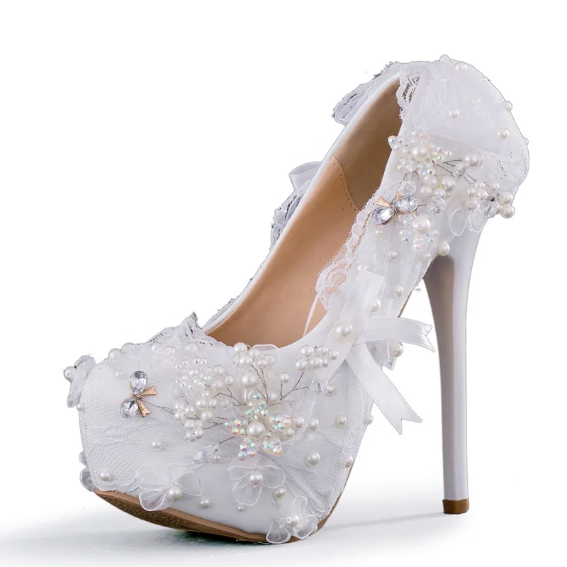 Elegant Floral Pointed Toe Block Heels Suede Woman Ladies Platform Pumps Wedding Party Shoes