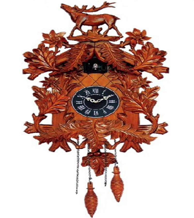 Wooden Musical Cuckoo Clock Quartz Analog Living Room Wood Single Face Creative with Bird Singing All-season Giveaways Circular