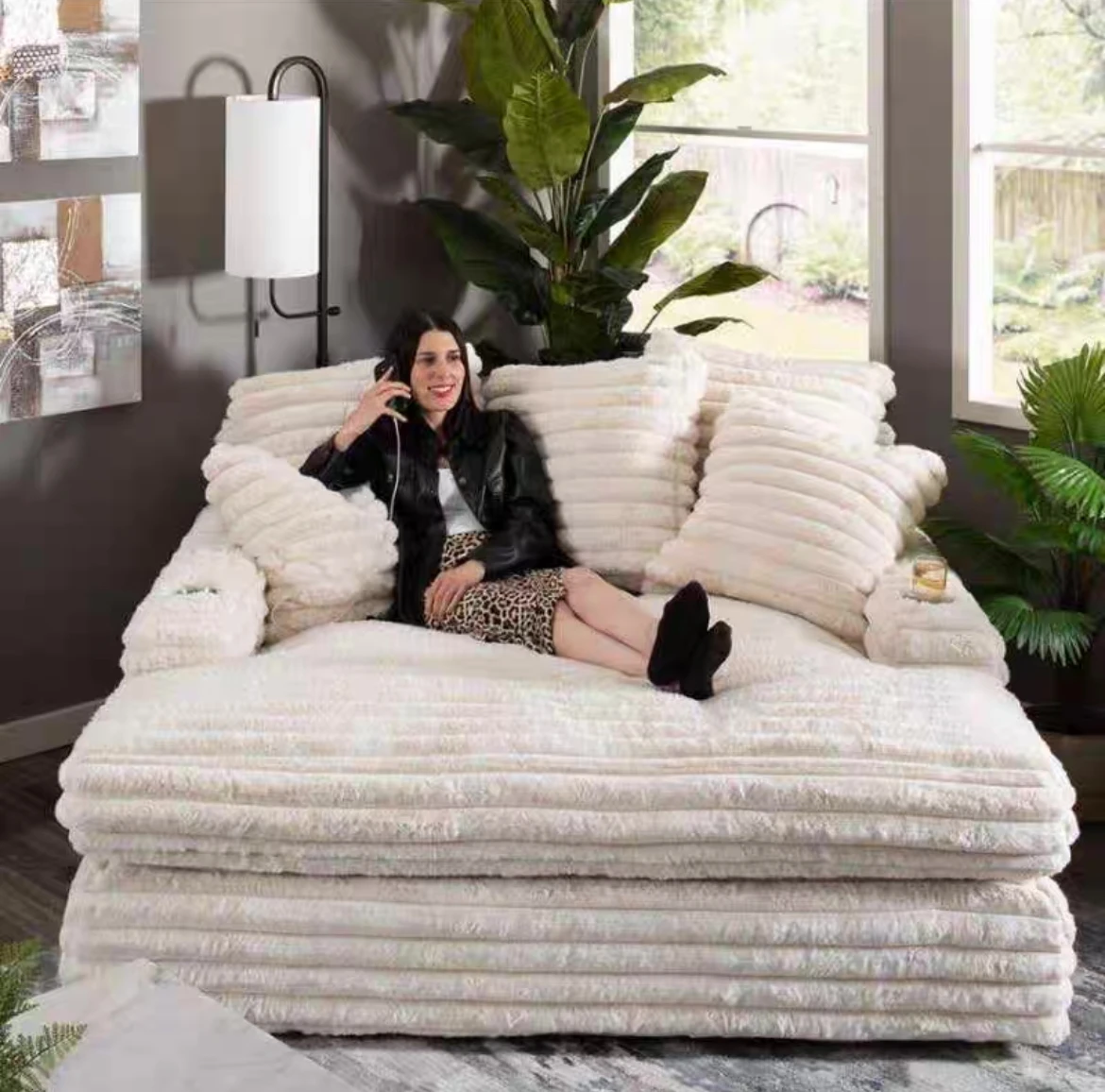 Hot selling living room furniture factory directly operated living room multi-color brown suede sofa compression sofa